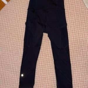 Lululemon 23” black leggings with mesh